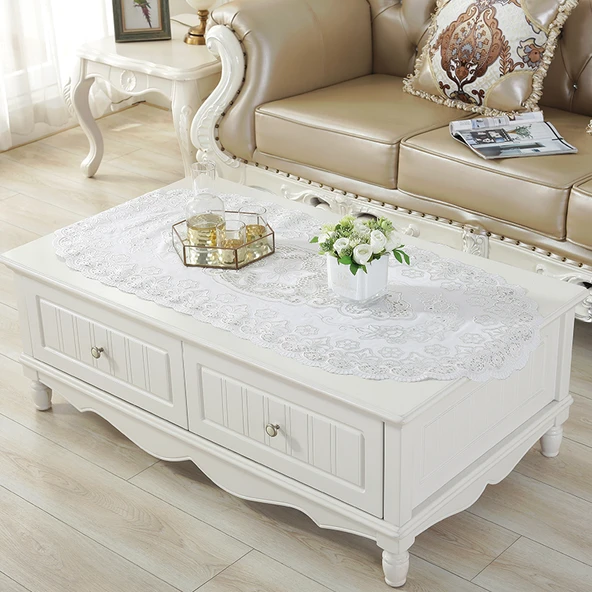 Su Geçirmez PVC Masa Örtüsü - Dianou 60*120cm Oval Gümüş - Tek Parça