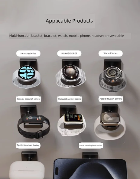 Duvara Monte Şarj Braketi - Beyaz - Airpods için - 11