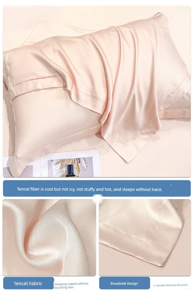 Tencel İpek Yastık Kılıfı Çifti - Şeftali Tozu - 48cm x 74cm