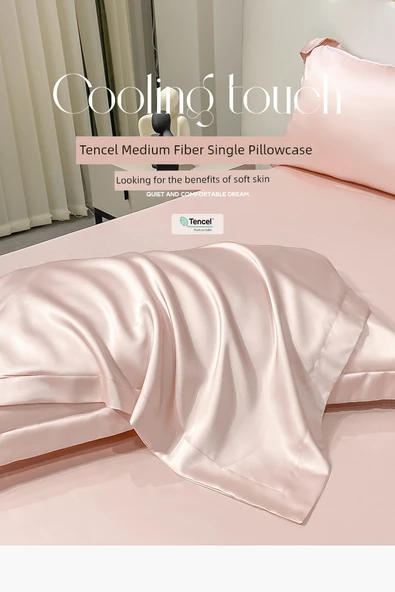 Tencel İpek Yastık Kılıfı Çifti - İnce Tencel Kumaş - 48cm x 74cm (Model 2) - 8