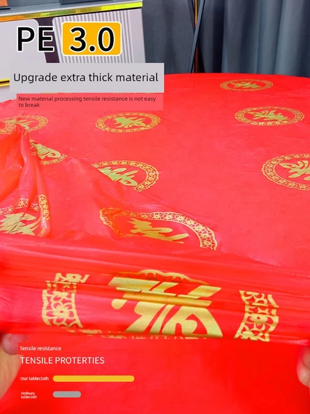 Doğum Günü Ziyafeti Tek Kullanımlık Masa Örtüsü - Kırmızı Yuvarlak Masa - [Kalite Yükseltme Kalın] 2.2m Kırmızı Kafes 10'lu - Resim 10