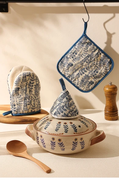 Üç Parça Mutfak Seti - Mavi - Resim 10