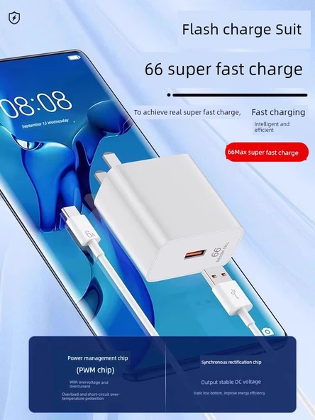 Huawei Hızlı Şarj Aleti Seti - 66Max Başlık + 2.0m 6A Kablo - 2