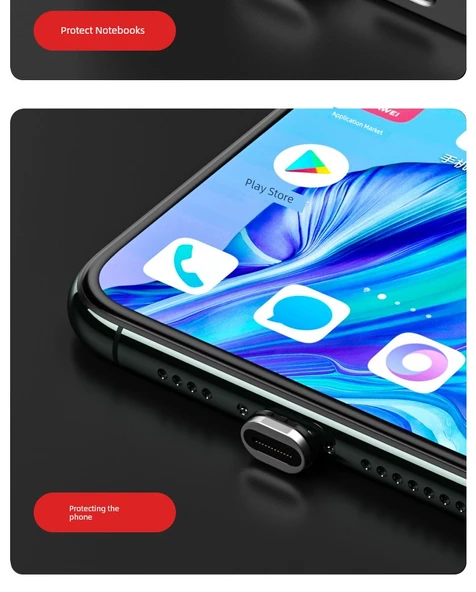 USB OTG Manyetik Adaptör - [Işıklı Düz Başlıklı Ayrı TYPE-C Manyetik Taban Yuva] Manyetik Erkek Başlık Gerektirir - 11