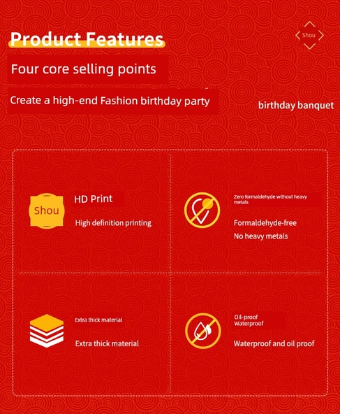 Doğum Günü Ziyafeti Tek Kullanımlık Masa Örtüsü - Kırmızı Yuvarlak Masa - [Kalite Yükseltme Kalın] 2.2m Kırmızı Kafes 10'lu - Resim 8