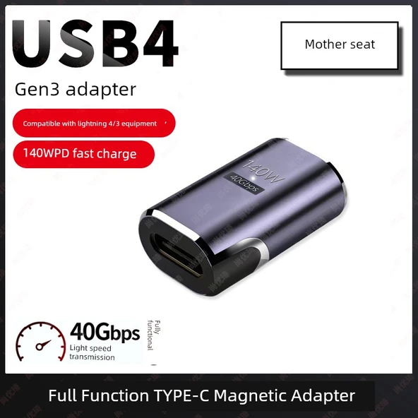 USB OTG Manyetik Adaptör - [Işıklı Düz Başlıklı Ayrı TYPE-C Manyetik Taban Yuva] Manyetik Erkek Başlık Gerektirir