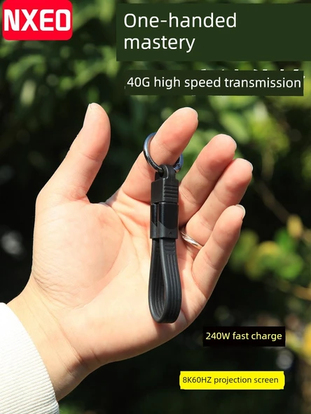 Çift Başlıklı Type-C 80G Data Kablosu USB 3.2 Gen 2 - Siyah - 15cm - 2