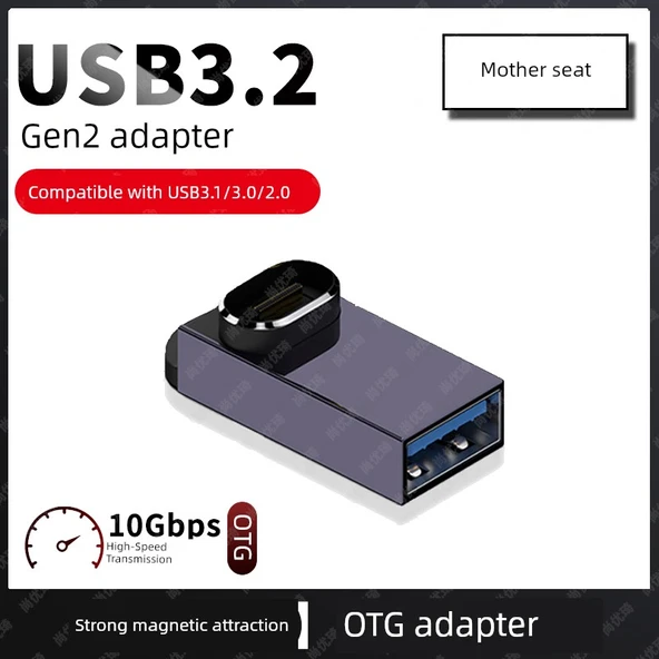 USB OTG Manyetik Adaptör - [Dikey Dirsek Ayrı USB Manyetik Dişi Yuva] Manyetik Erkek Başlık Gerektirir