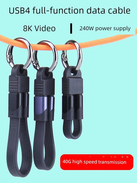 Çift Başlıklı Type-C 40G Data Kablosu USB 3.2 Gen 2 - Siyah - 13.2cm - 3