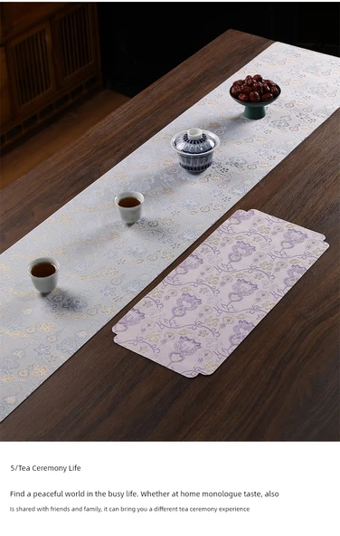 Fu Lu Yunjin Çay Matı - Mavi Mor Kabak 30x150 - 12