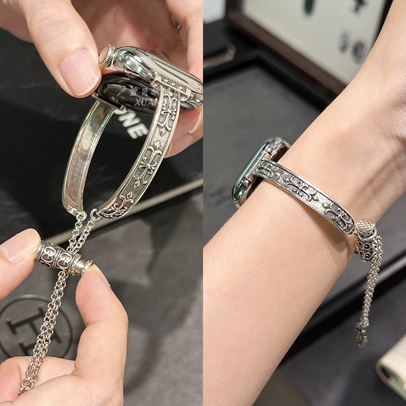 Apple Watch 4/5/6/SE Uyumlu 40mm Haç Desenli Metal Kordon