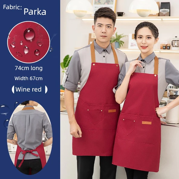 Su Geçirmez PVC Mutfak Önlüğü - Bordo - Kalın Parka Boyundan Bağlamalı Model