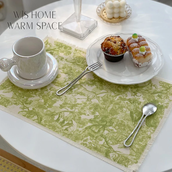 Pamuklu Keten Restoran Masa Matı - Kırmızı - 53cm x 37cm - 3