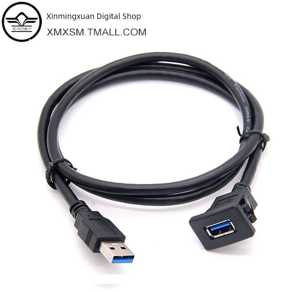 USB 3.0 Uzatma Kablosu - Panel Montajlı - 1 Metre - Siyah - 6