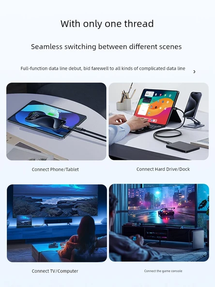 100W USB-C - USB-C Kablo - 1.5 Metre - Tungsten Altın - 20Gbps - 4K - 6