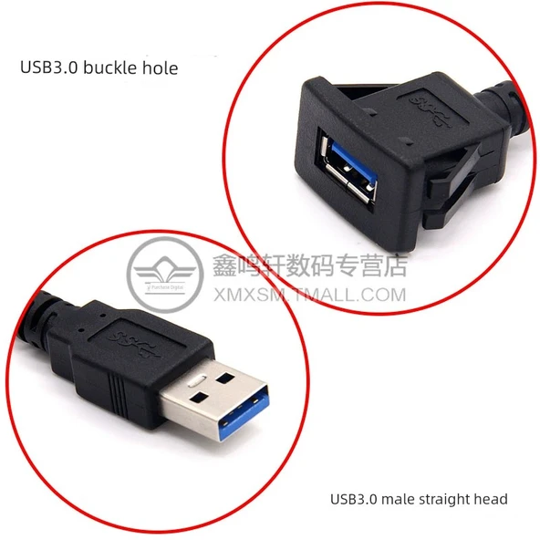 USB 3.0 Uzatma Kablosu - Panel Montajlı - 1 Metre - Siyah - 5