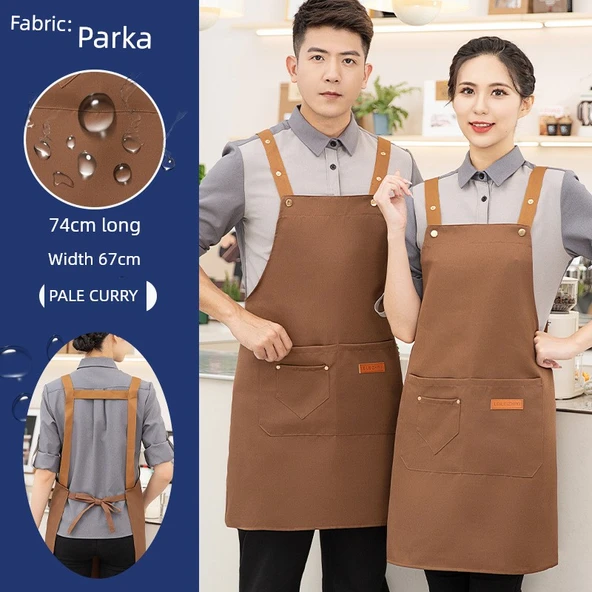 Su Geçirmez PVC Mutfak Önlüğü - Açık Kahverengi - Kalın Parka H Model