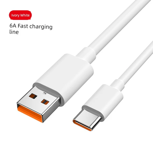 240W Süper Hızlı Şarj Type-C Data Kablosu - 1.5m 6A Fildişi Beyaz