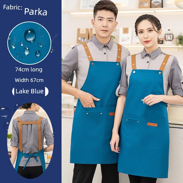 Su Geçirmez PVC Mutfak Önlüğü - Göl Mavisi - Kalın Parka H Model
