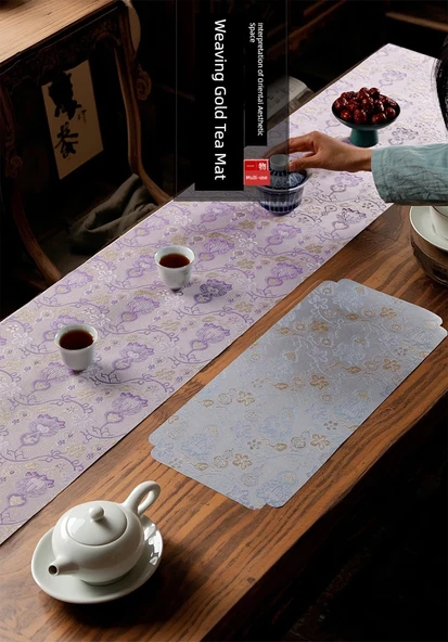Fu Lu Yunjin Çay Matı - Mavi Mor Kabak 30x150 - 6