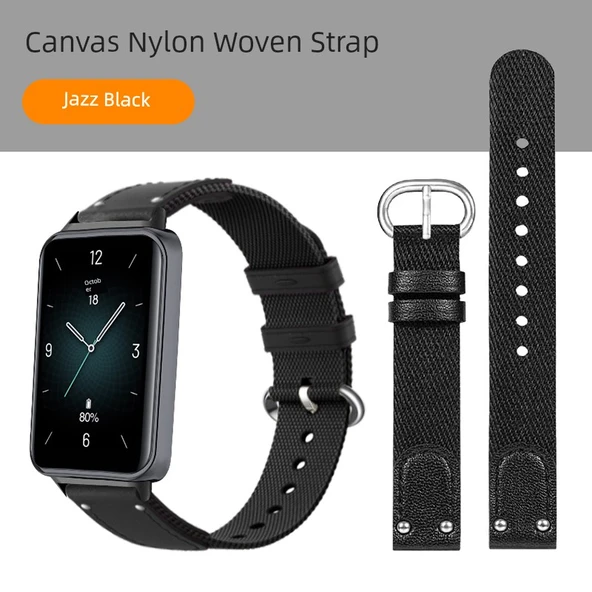 Honor Band 9 Örme Naylon Kordon - Caz Siyahı, Siyah Bağlantı