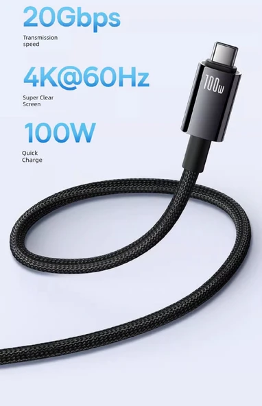 100W USB-C - USB-C Kablo - 1.5 Metre - Tungsten Altın - 20Gbps - 4K - 11