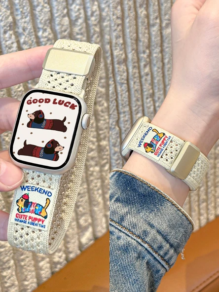 Apple Watch 41mm Siyah iwatch7/8/9 için Örgü Manyetik Kordon - 8
