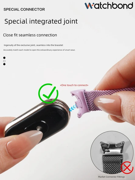 Xiaomi Mi Band 9 Şampanya Kiraz Tozu Milanese Manyetik Kordon + 2 Adet HD Film - 2