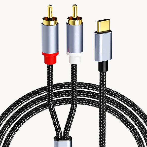 Type-C Çift Lotus Başlıklı Ses Kablosu - 5 Metre