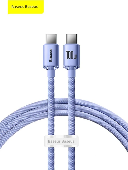 100W USB-C - USB-C Şarj Kablosu - Mor 1.2m Çift C Portlu - 2
