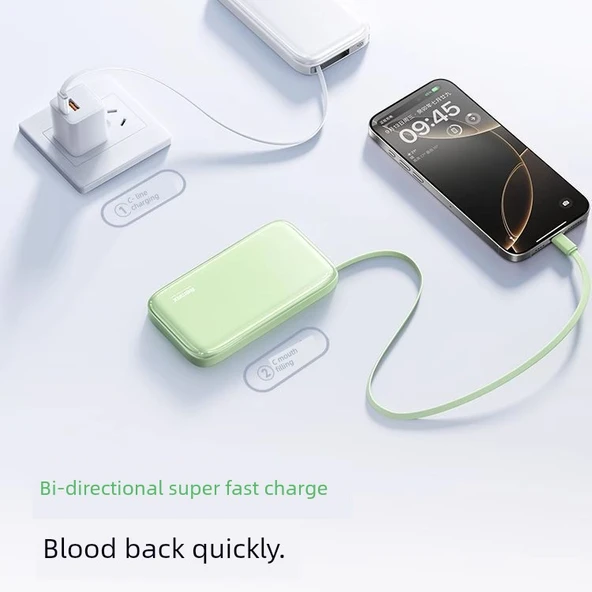22.5W 10000mAh Taşınabilir Hızlı Şarj Powerbank - Diş Yeşili - 6
