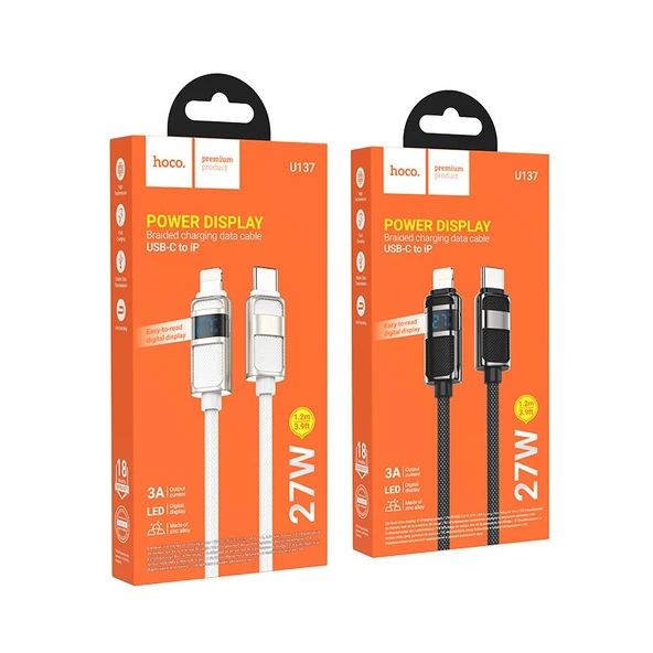 Type-C - Lightning Örgülü Şarj ve Data Kablosu 1.2m - Beyaz - 2