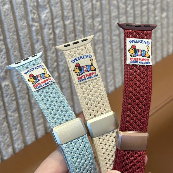 Apple Watch 41mm Siyah iwatch7/8/9 için Örgü Manyetik Kordon - 7