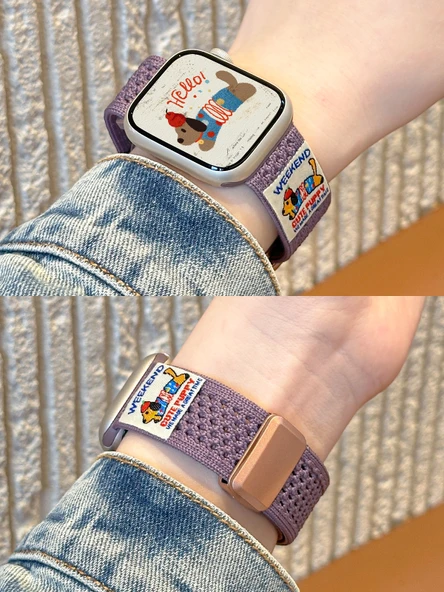 Apple Watch 41mm Siyah iwatch7/8/9 için Örgü Manyetik Kordon - 3
