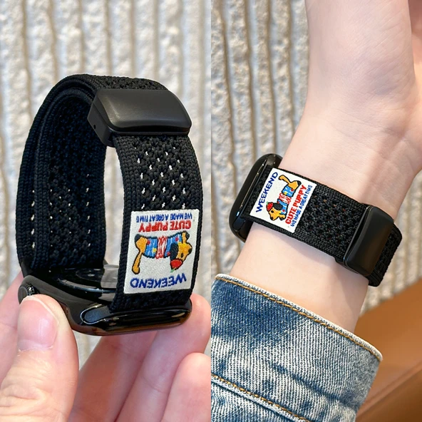 Apple Watch 41mm Siyah iwatch7/8/9 için Örgü Manyetik Kordon