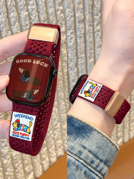 Apple Watch 41mm Siyah iwatch7/8/9 için Örgü Manyetik Kordon - 4