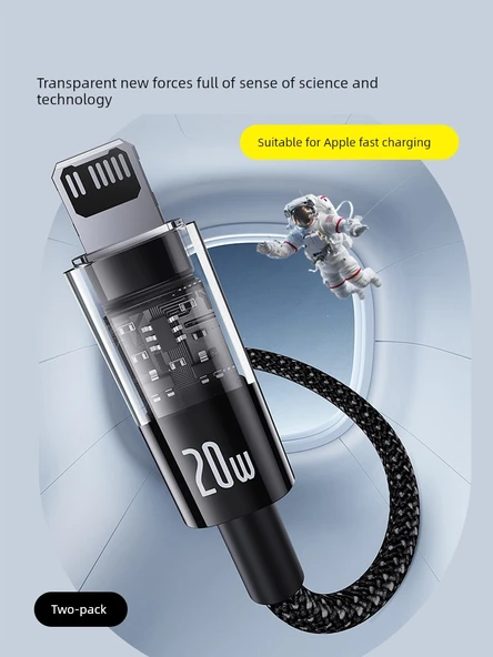 USB-C - Lightning Hızlı Şarj Kablosu - Haoyue Beyaz 1m (Çift C Ağızlı, 100W) - 2