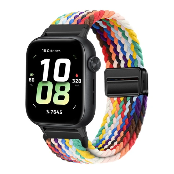 Honor Watch 5 Gökkuşağı Manyetik Örgü Kordon - Siyah Konnektör