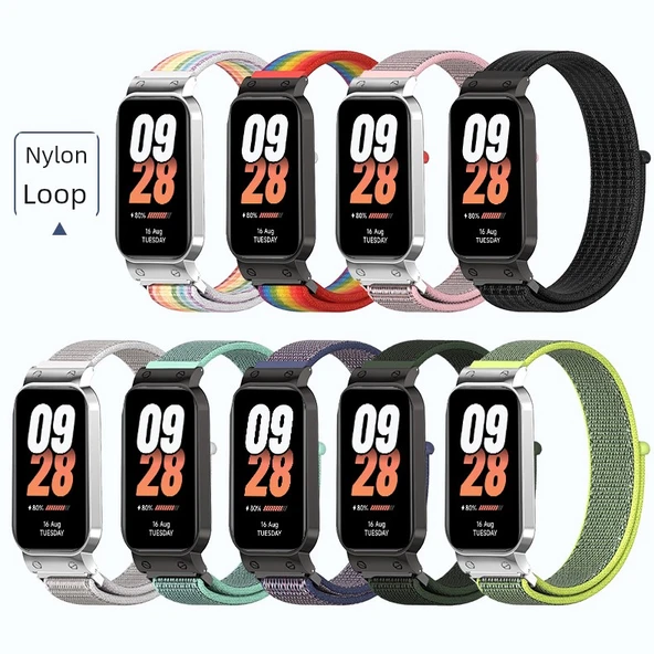 Xiaomi Bileklik 8 Active Dokuma Kordon - Yedi Renk [Nylon, Gümüş Çerçeve] - 9