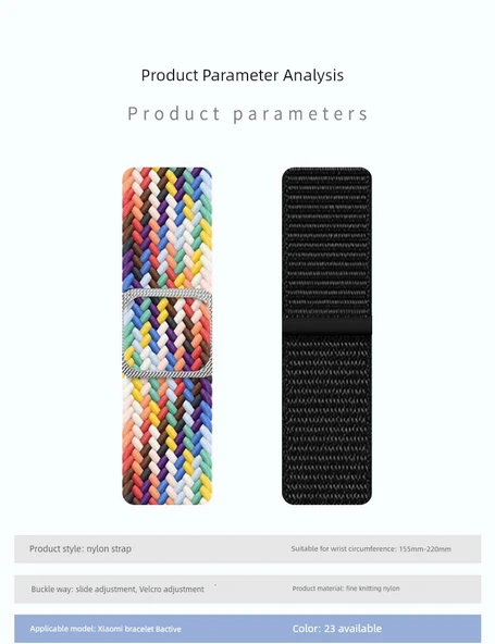Xiaomi Bileklik 8 Active Dokuma Kordon - Yedi Renk [Nylon, Gümüş Çerçeve] - 8