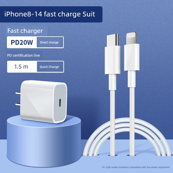Apple 20W PD Hızlı Şarj Aleti - 8-14 Serisi 1.5m PD Kablolu