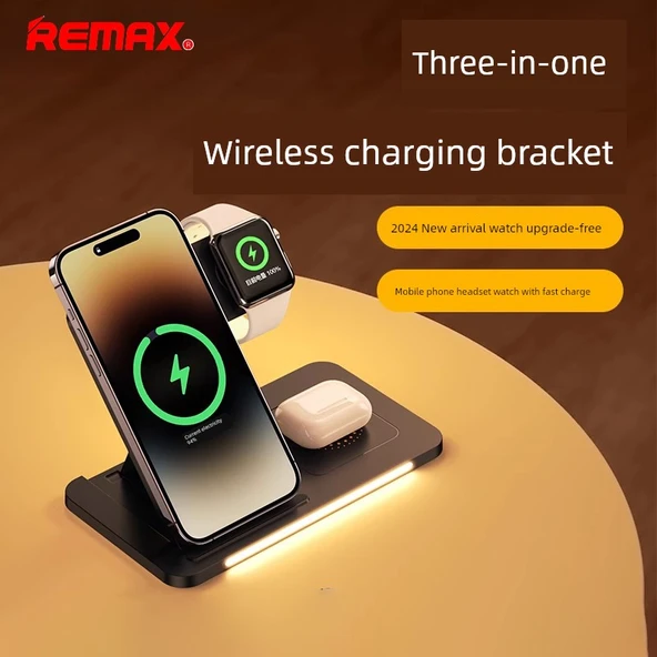 3'ü 1 Arada Kablosuz Şarj Aleti - Apple Watch iPhone MagSafe - 22W - Siyah - 2