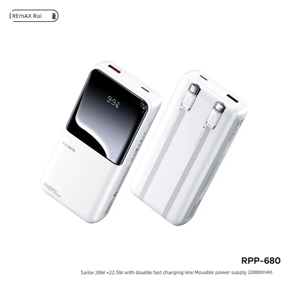 20000mAh Taşınabilir Şarj Aleti - Ay Işığı Beyazı - 20000mAh