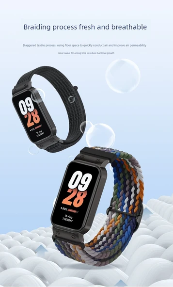 Xiaomi Bileklik 8 Active Dokuma Kordon - Yedi Renk [Nylon, Gümüş Çerçeve] - 11