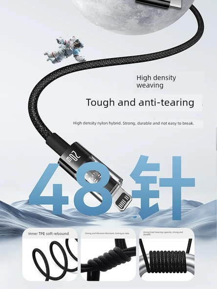 USB-C - Lightning Hızlı Şarj Kablosu - Haoyue Beyaz 1m (Çift C Ağızlı, 100W) - 4