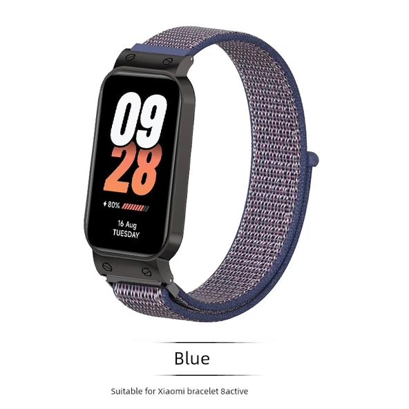 Xiaomi Bileklik 8 Active Dokuma Kordon - Indigo [Nylon, Siyah Çerçeve]