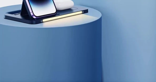 3'ü 1 Arada Kablosuz Şarj Aleti - Apple Watch iPhone MagSafe - 22W - Siyah - 8