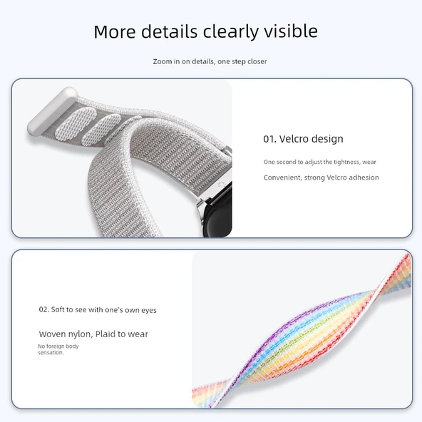 Xiaomi Bileklik 8 Active Dokuma Kordon - Yedi Renk [Nylon, Gümüş Çerçeve] - 5