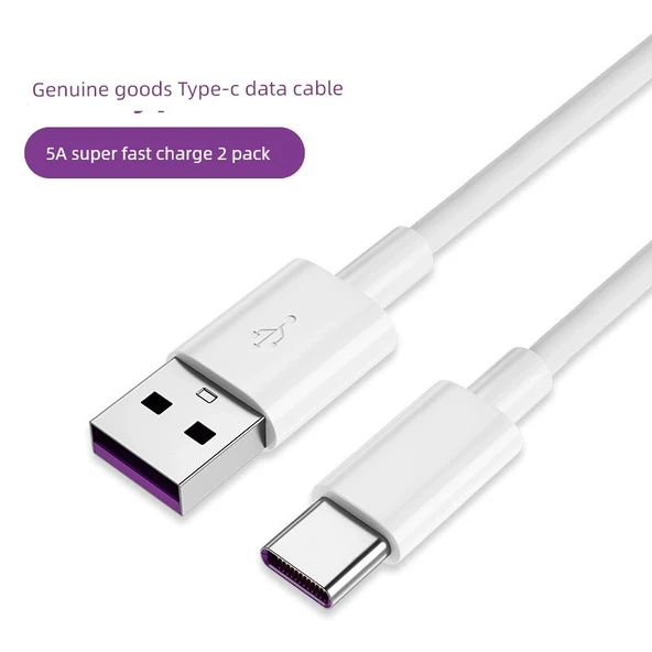USB Type-C 5A Süper Hızlı Şarj Kablosu - 1.5 Metre - Fildişi Beyazı - 2'li Paket
