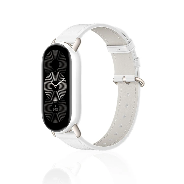 Xiaomi Mi Band 8/NFC Uyumlu Deri Kayış - Kayısı Rengi - 6